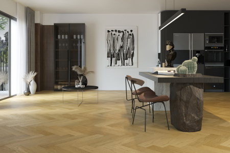 Кварцевый паркет Quartz Parquet Английская Ёлка Дуб Медовый Раф 33-463 браш, фаска